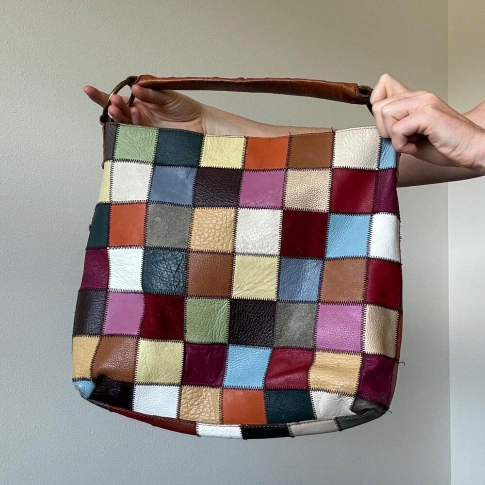 Stella and max multi colored patchwork leather hobo bag